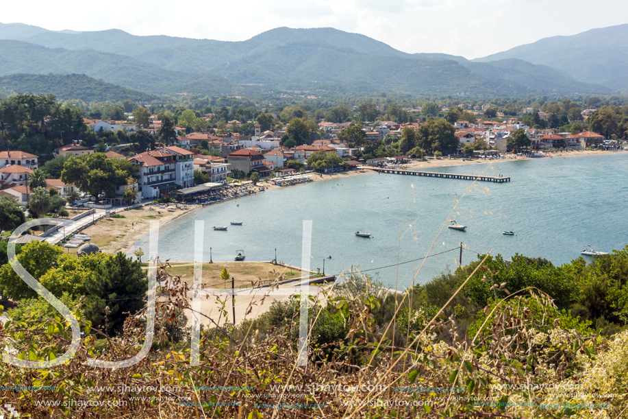 Panoramic view of town of Olimpiada at Chalkidiki, Central Macedonia, Greece
