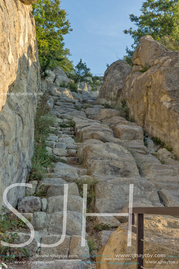 Sunrise view of The ancient Thracian city of Perperikon, Kardzhali Region, Bulgaria