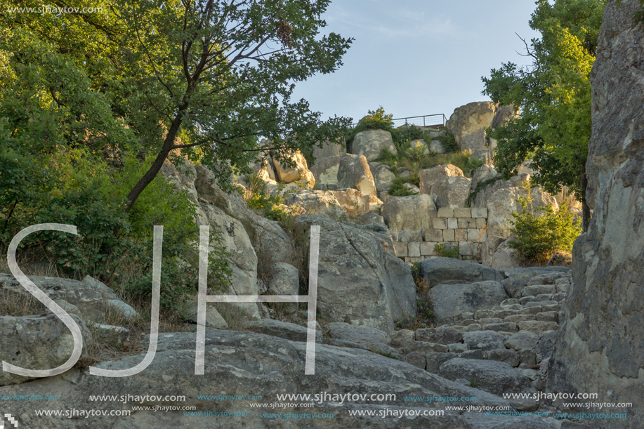 Sunrise view of The ancient Thracian city of Perperikon, Kardzhali Region, Bulgaria