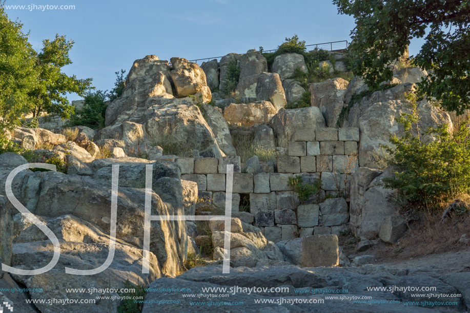 Sunrise view of The ancient Thracian city of Perperikon, Kardzhali Region, Bulgaria