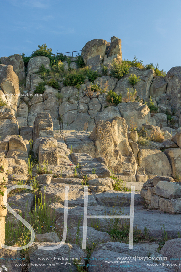 Sunrise view of The ancient Thracian city of Perperikon, Kardzhali Region, Bulgaria