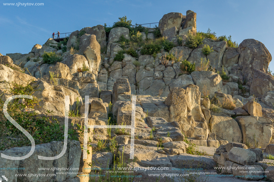 Sunrise view of The ancient Thracian city of Perperikon, Kardzhali Region, Bulgaria