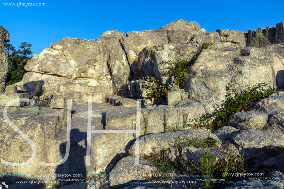 Sunrise view of The ancient Thracian city of Perperikon, Kardzhali Region, Bulgaria