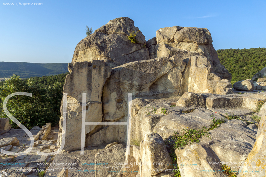 Sunrise view of The ancient Thracian city of Perperikon, Kardzhali Region, Bulgaria