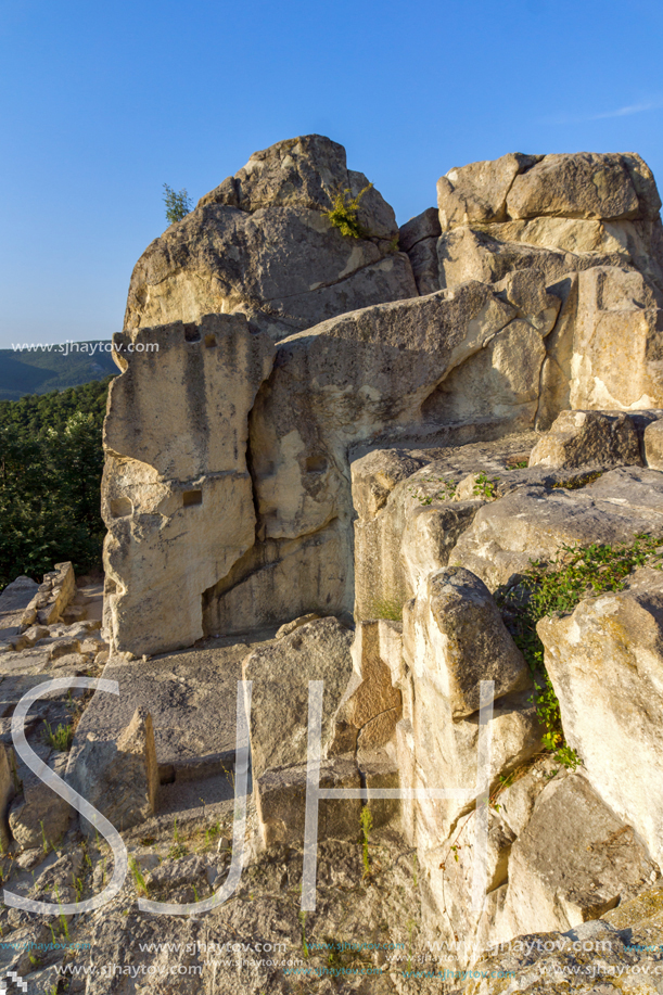 Sunrise view of The ancient Thracian city of Perperikon, Kardzhali Region, Bulgaria