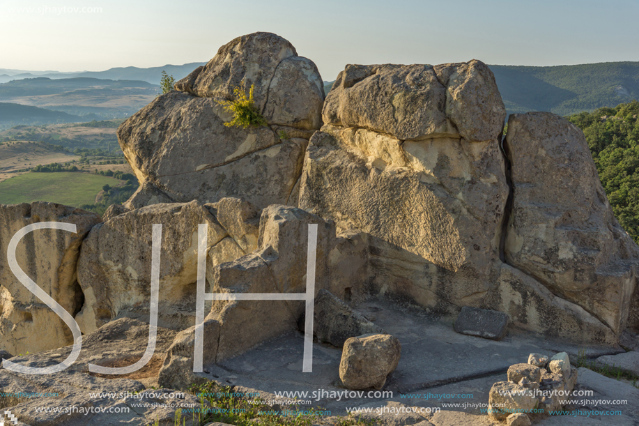 Sunrise view of The ancient Thracian city of Perperikon, Kardzhali Region, Bulgaria