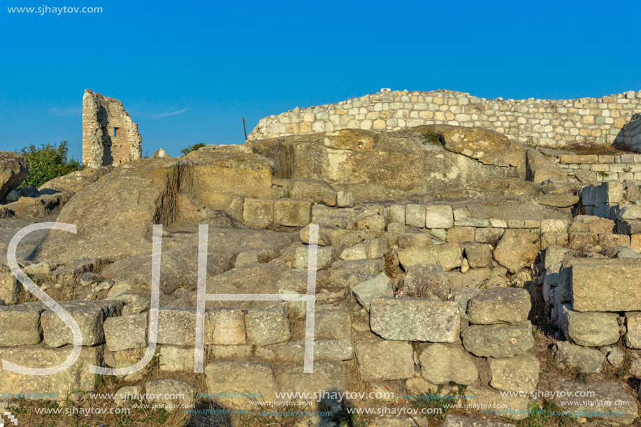 Sunrise view of The ancient Thracian city of Perperikon, Kardzhali Region, Bulgaria