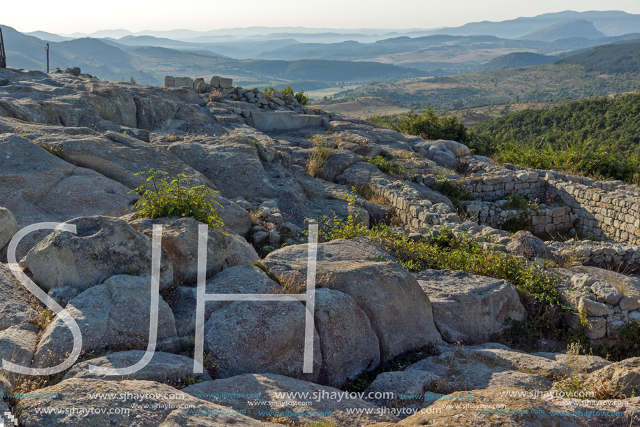 Sunrise view of The ancient Thracian city of Perperikon, Kardzhali Region, Bulgaria