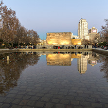MADRID, SPAIN - JANUARY 21, 2018:  Sunset view of Temple of Debod in City of Madrid, Spain