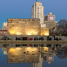 MADRID, SPAIN - JANUARY 21, 2018:  Sunset view of Temple of Debod in City of Madrid, Spain