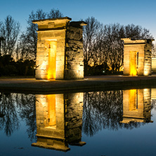 MADRID, SPAIN - JANUARY 21, 2018:  Sunset view of Temple of Debod in City of Madrid, Spain