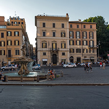 ROME, ITALY - JUNE 24, 2017: Sunset view of Triton Fountain at Piazza Barberini in Rome, Italy
