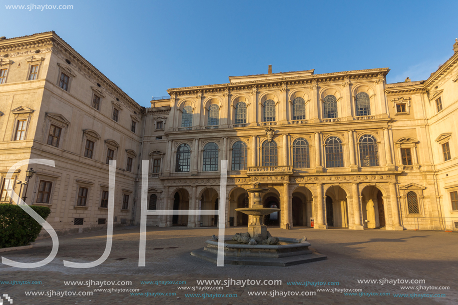 ROME, ITALY - JUNE 24, 2017: Sunset view of Palazzo Barberini - National Gallery of Ancient Art in Rome, Italy