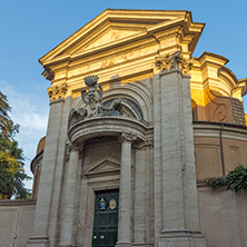 ROME, ITALY - JUNE 24, 2017: Sunset view of Basilica of Our Lady in Trastevere in Rome, Italy