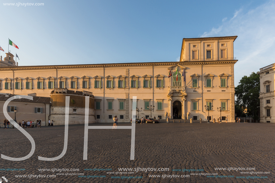 ROME, ITALY - JUNE 24, 2017: Sunset view of Quirinal Palace at Piazza del Quirinale in Rome, Italy
