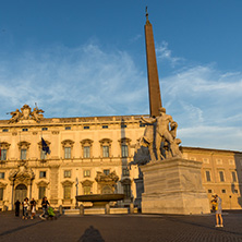 ROME, ITALY - JUNE 24, 2017: Sunset view of Obelisk and Palazzo della Consulta at Piazza del Quirinale in Rome, Italy