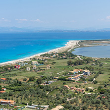 Panoramic view of Girapetra Beach with blue waters, Lefkada, Ionian Islands, Greece