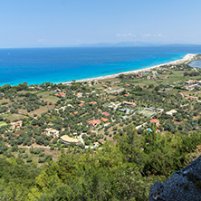 Panoramic view of Girapetra Beach with blue waters, Lefkada, Ionian Islands, Greece