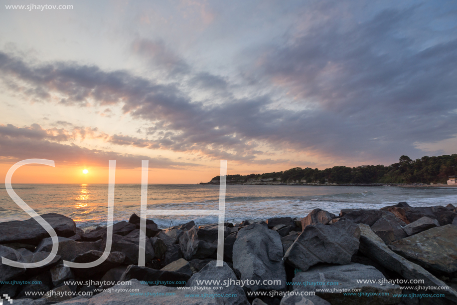 Amazing Sunrise Panorama from Beach of town of Tsarevo, Burgas Region, Bulgaria