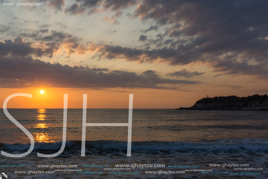 Amazing Sunrise Panorama from Beach of town of Tsarevo, Burgas Region, Bulgaria