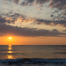Amazing Sunrise Panorama from Beach of town of Tsarevo, Burgas Region, Bulgaria