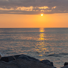 Amazing Sunrise Panorama from Beach of town of Tsarevo, Burgas Region, Bulgaria
