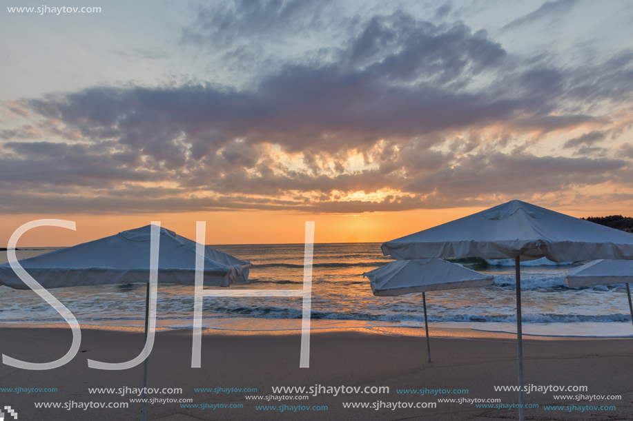 Amazing Sunrise Panorama from Beach of town of Tsarevo, Burgas Region, Bulgaria