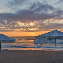 Amazing Sunrise Panorama from Beach of town of Tsarevo, Burgas Region, Bulgaria