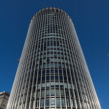 MADRID, SPAIN - JANUARY 21, 2018:  Business buildings at Paseo de la Castellana street in City of Madrid, Spain