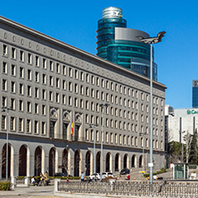 MADRID, SPAIN - JANUARY 21, 2018:  Business buildings at Paseo de la Castellana street in City of Madrid, Spain