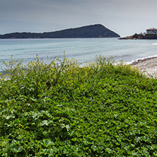 Panorama of beach at Thassos island, East Macedonia and Thrace, Greece