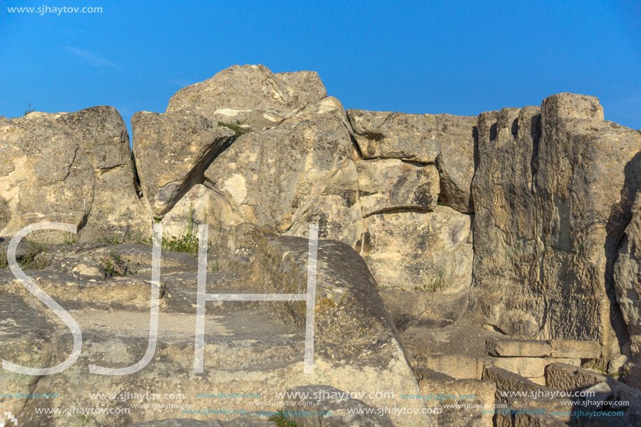 Sunrise view of The ancient Thracian city of Perperikon, Kardzhali Region, Bulgaria