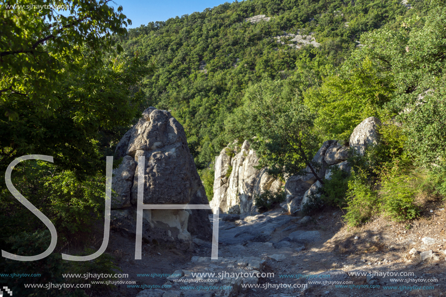 Sunrise view of The ancient Thracian city of Perperikon, Kardzhali Region, Bulgaria