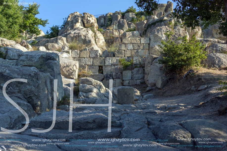 Sunrise view of The ancient Thracian city of Perperikon, Kardzhali Region, Bulgaria