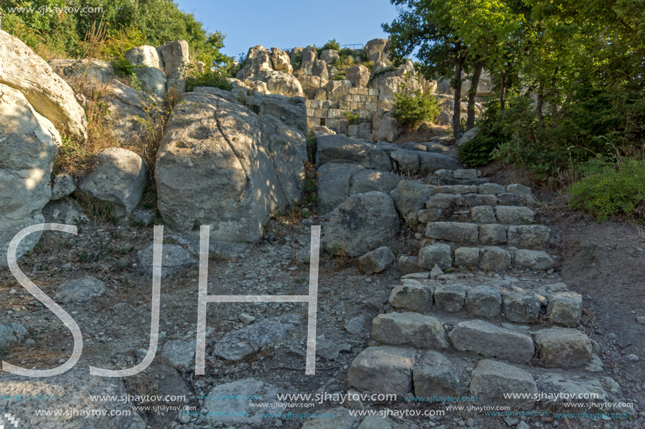 Sunrise view of The ancient Thracian city of Perperikon, Kardzhali Region, Bulgaria