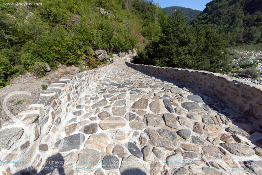 Amazing Reflection of Devil"s Bridge in Arda river and Rhodopes mountain, Kardzhali Region, Bulgaria