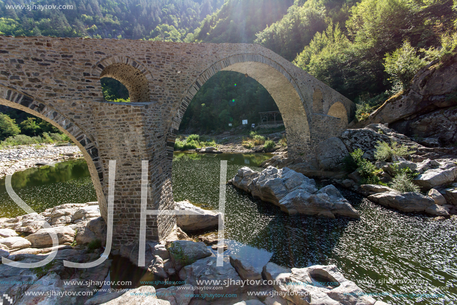 Amazing Reflection of Devil"s Bridge in Arda river and Rhodopes mountain, Kardzhali Region, Bulgaria