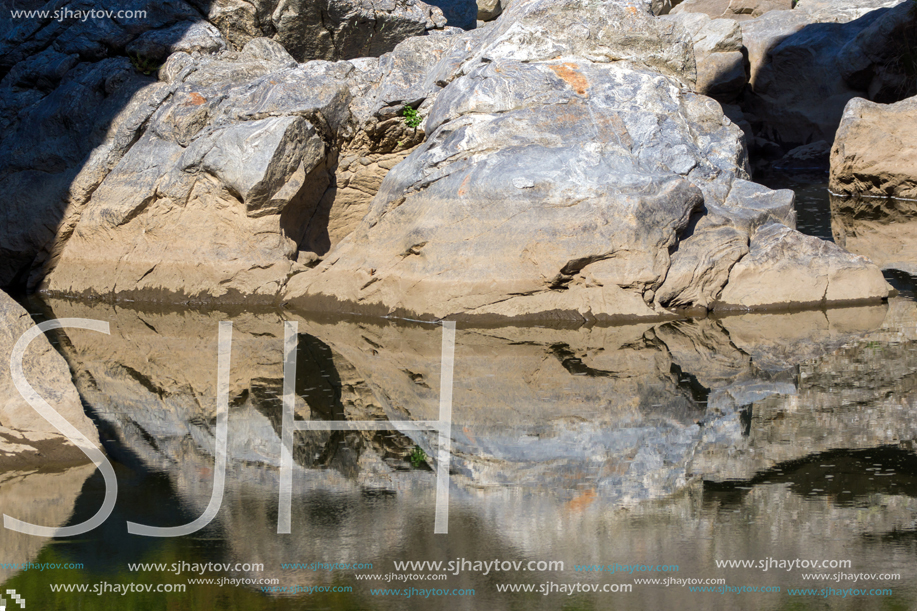 A stone like a devil under Devil"s Bridge in Arda river and Rhodopes mountain, Kardzhali Region, Bulgaria