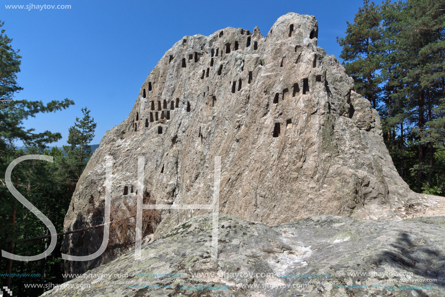 Antique Thracian Sanctuary Eagle Rocks near town of Ardino, Kardzhali Region, Bulgaria