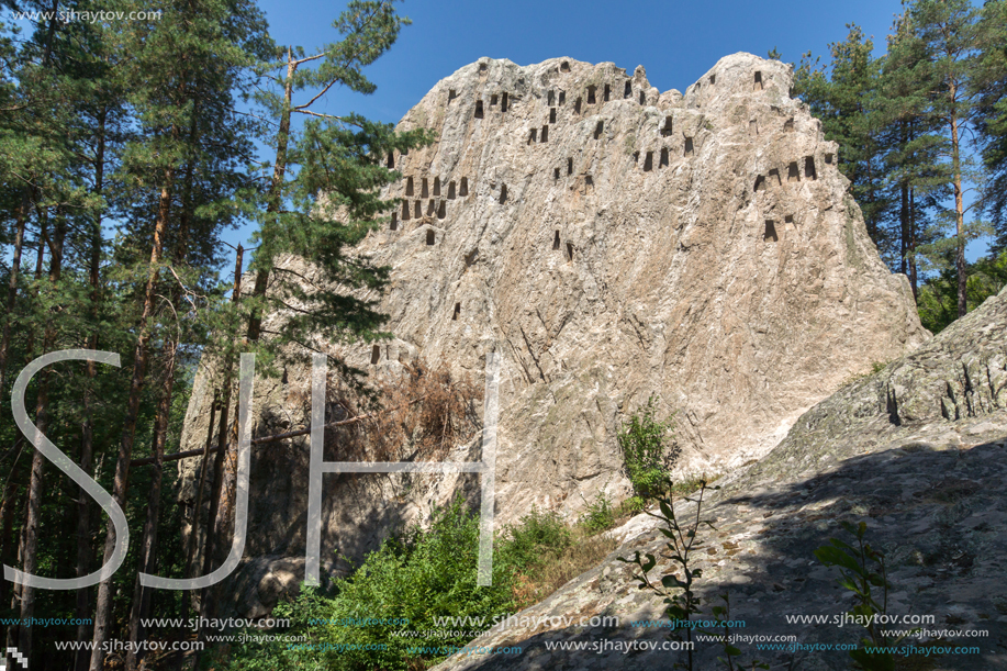 Antique Thracian Sanctuary Eagle Rocks near town of Ardino, Kardzhali Region, Bulgaria