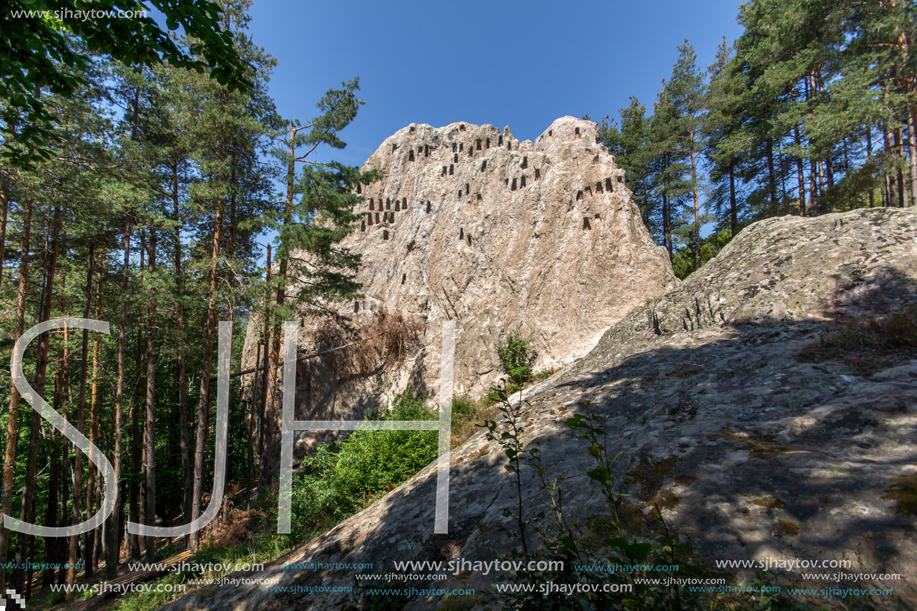 Antique Thracian Sanctuary Eagle Rocks near town of Ardino, Kardzhali Region, Bulgaria