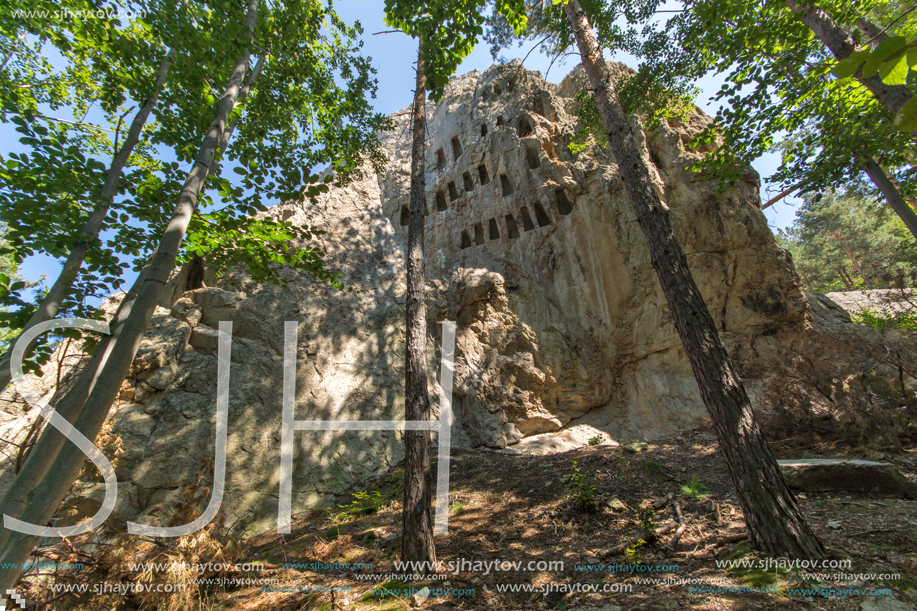 Antique Thracian Sanctuary Eagle Rocks near town of Ardino, Kardzhali Region, Bulgaria