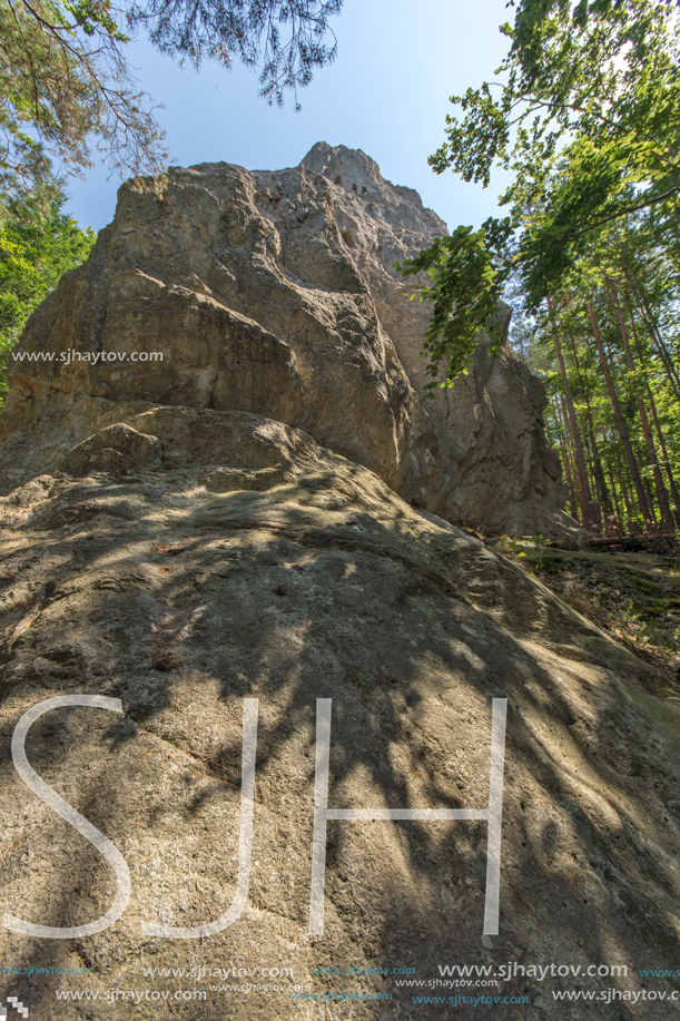 Antique Thracian Sanctuary Eagle Rocks near town of Ardino, Kardzhali Region, Bulgaria