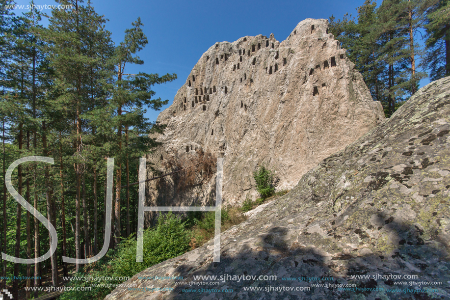 Antique Thracian Sanctuary Eagle Rocks near town of Ardino, Kardzhali Region, Bulgaria