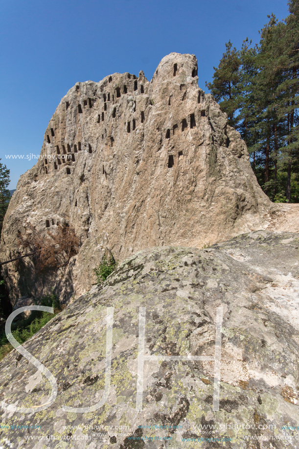 Antique Thracian Sanctuary Eagle Rocks near town of Ardino, Kardzhali Region, Bulgaria