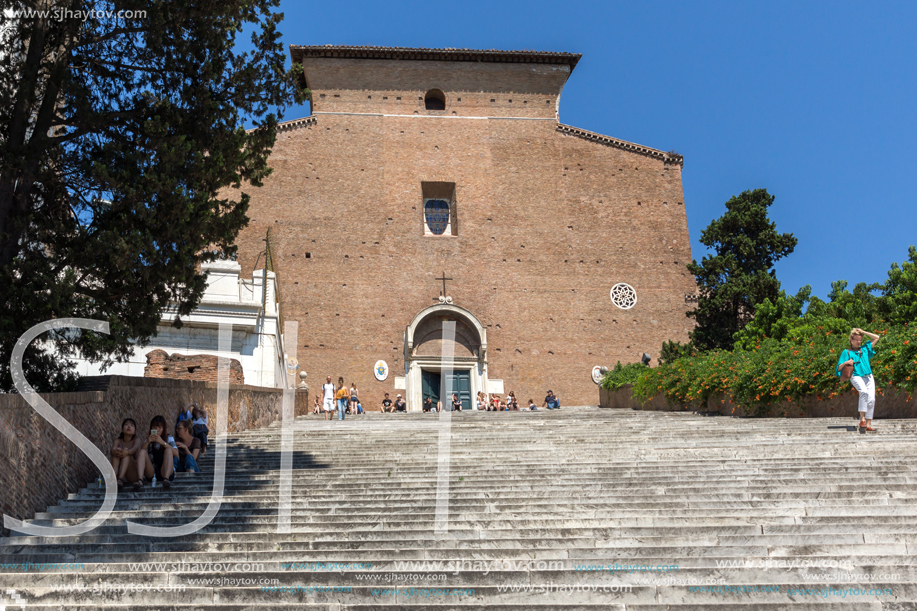 ROME, ITALY - JUNE 23, 2017: Amazing view of Chiesa di San Marcello al Corso in Rome, Italy