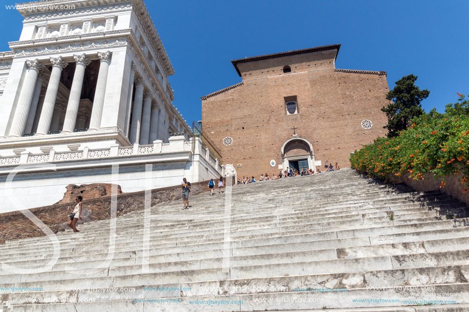 ROME, ITALY - JUNE 23, 2017: Amazing view of Chiesa di San Marcello al Corso in Rome, Italy