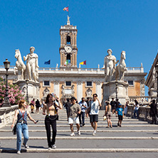 ROME, ITALY - JUNE 23, 2017: Amazing view of Capitoline Museums in city of Rome, Italy