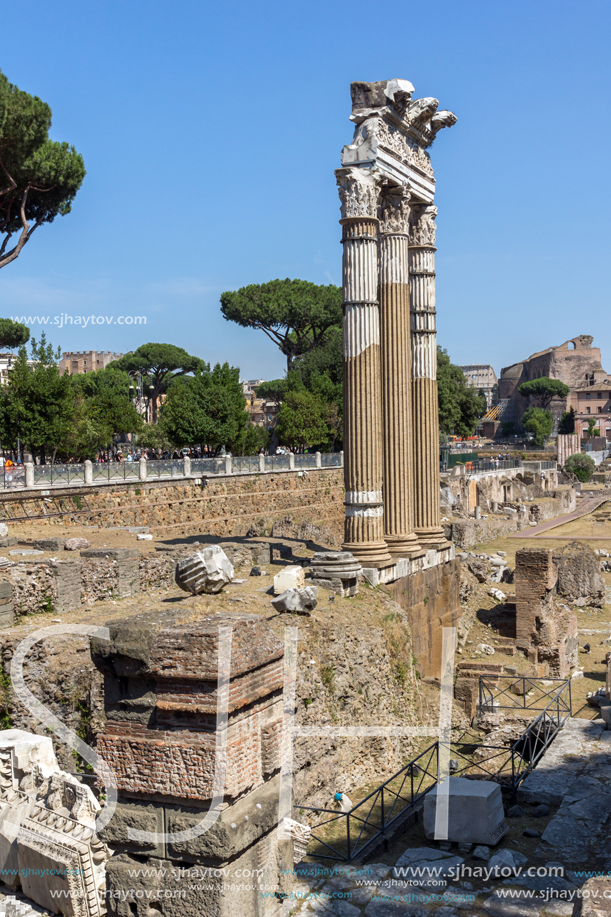 ROME, ITALY - JUNE 23, 2017: Ruins of Roman Forum in city of Rome, Italy