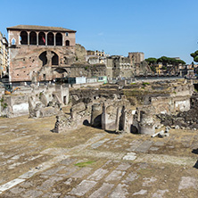 ROME, ITALY - JUNE 23, 2017: Amazing view of Trajan Forum in city of Rome, Italy